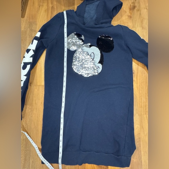 H&M Disney Sequin Mickey Mouse Hoodie Dress | Navy | Youth 14Y+ - Picture 4 of 7